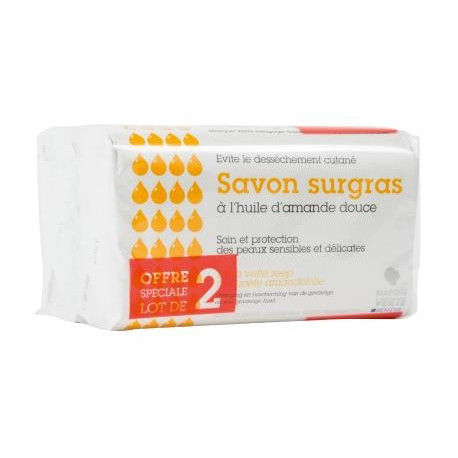Savon surgras à l'huile d'amande douce lot de 2x200g Savon surgras à l'huile d'amande douce lot de 2x200g